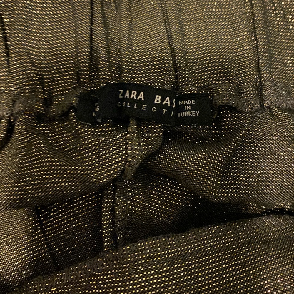 Zara Gold And Black Glitter Flared Pants Size S